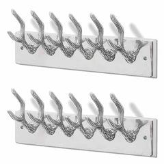 vidaXL Coat Rack | Set of 2 | Silver | Aluminium | Standard | Hooks | Coat Rack 2