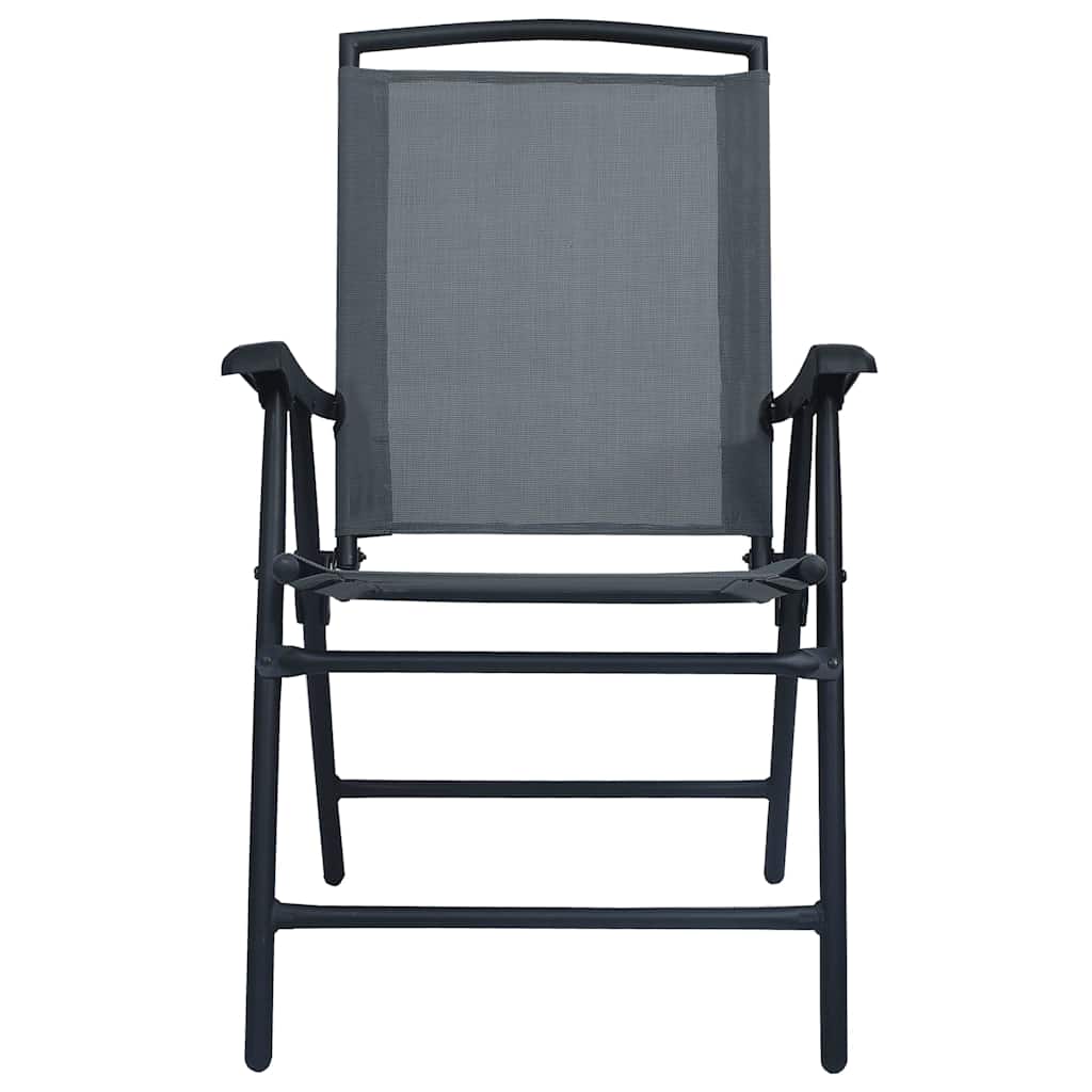 vidaXL Folding Chairs 2 pcs Texilene Grey 3