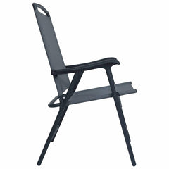 vidaXL Folding Chairs 2 pcs Texilene Grey 4