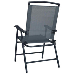 vidaXL Folding Chairs 2 pcs Texilene Grey 5