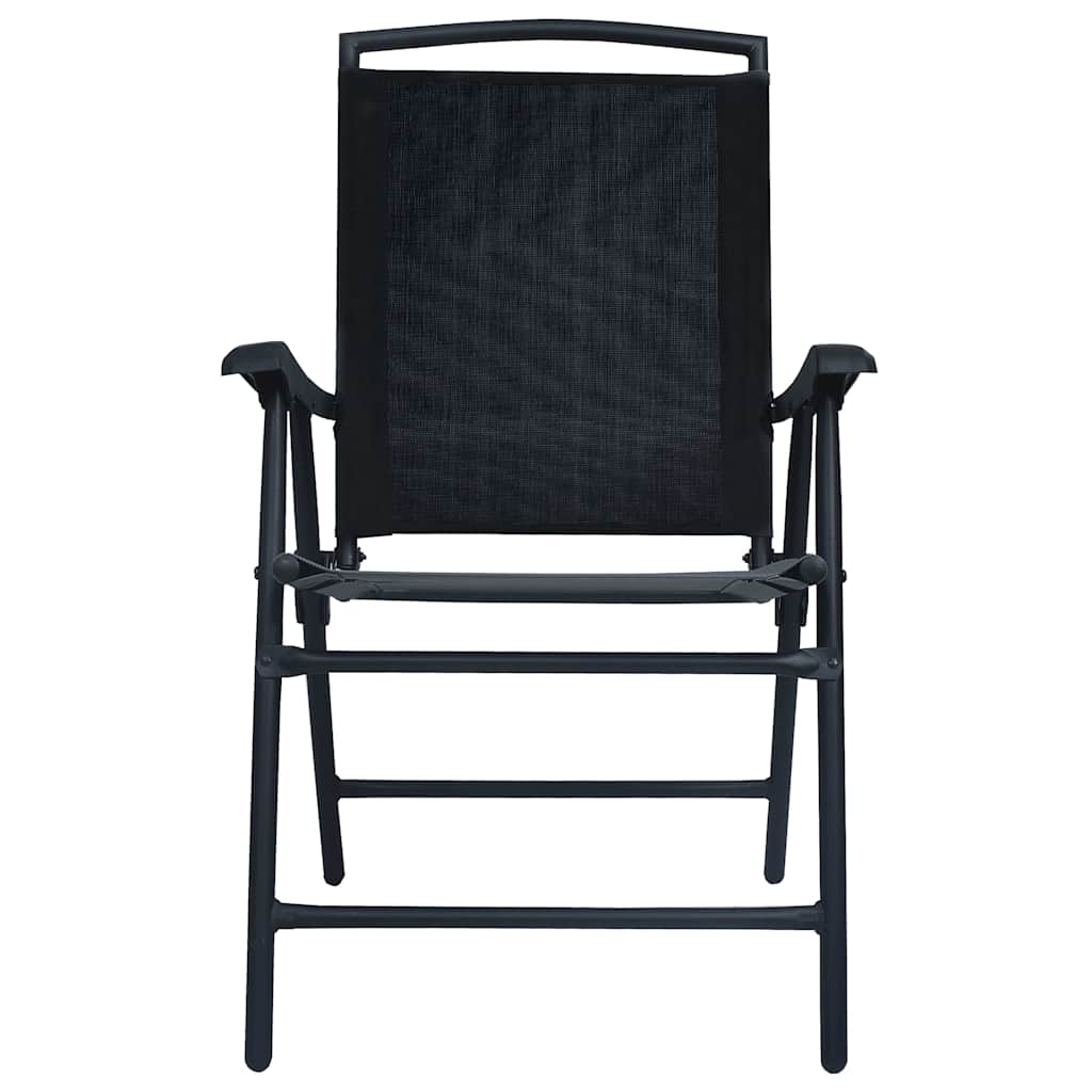 Folding Chairs 2 pcs Texilene Black