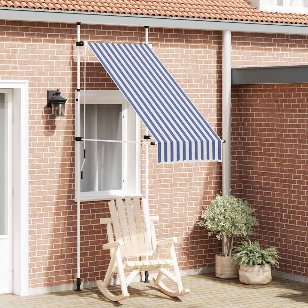 145829 vidaXL Manual Retractable Awning 100 cm Blue and White Stripes 1