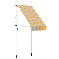 145830 vidaXL Manual Retractable Awning 100 cm Yellow and Blue Stripes 2
