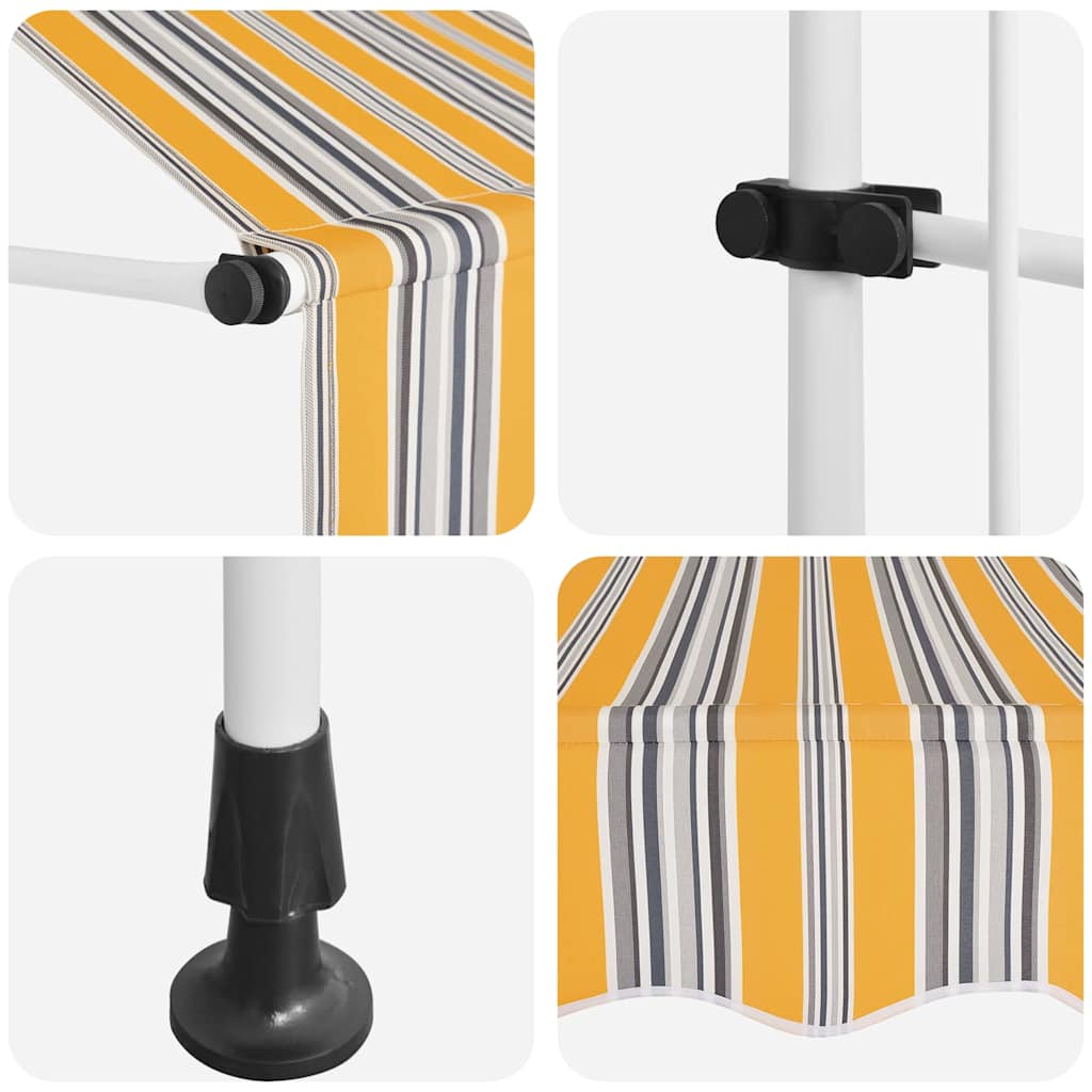 145830 vidaXL Manual Retractable Awning 100 cm Yellow and Blue Stripes 6
