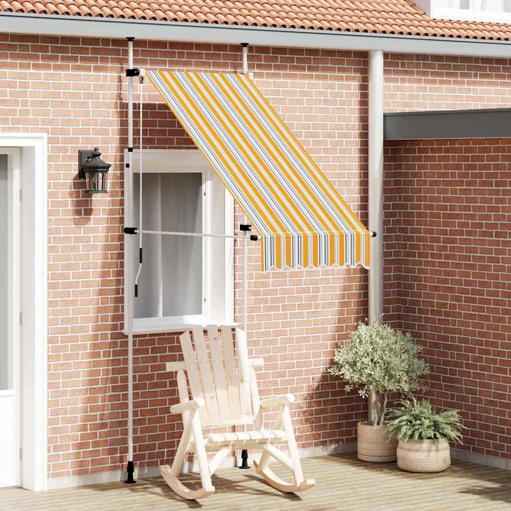 145830 vidaXL Manual Retractable Awning 100 cm Yellow and Blue Stripes 1