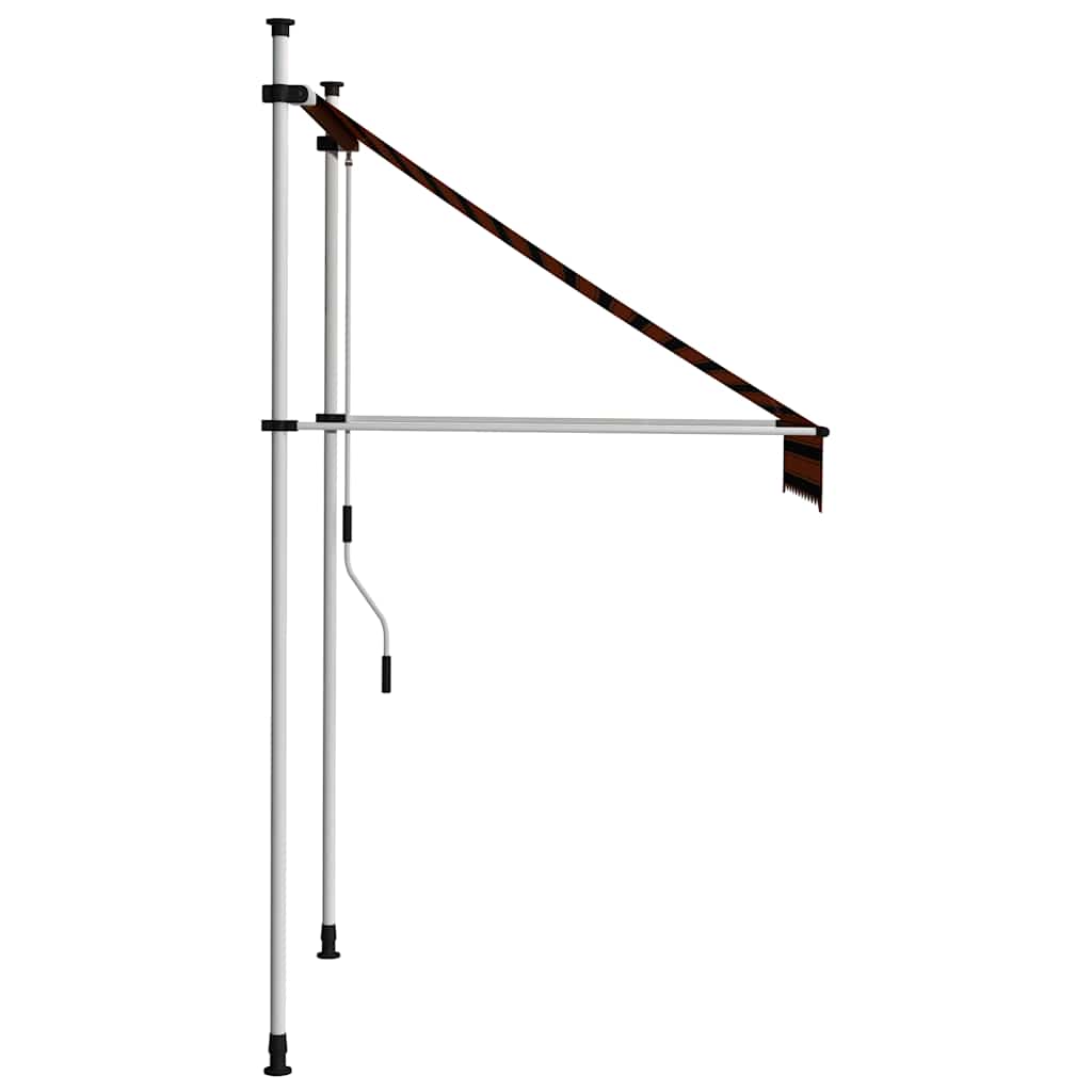 Manual Retractable Awning White frame Width 100 cm Orange and brown