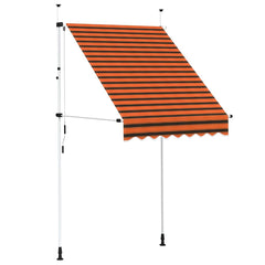 Manual Retractable Awning White frame Width 150 cm Orange and brown