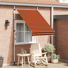Manual Retractable Awning White frame Width 150 cm Orange and brown