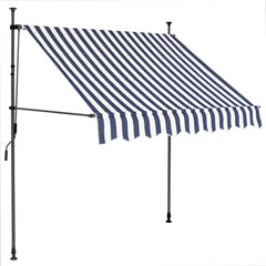 Manual Retractable Awning with LED Blue and White 100 cm
