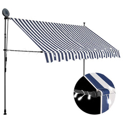 Manual Retractable Awning with LED Blue and White 250 cm
