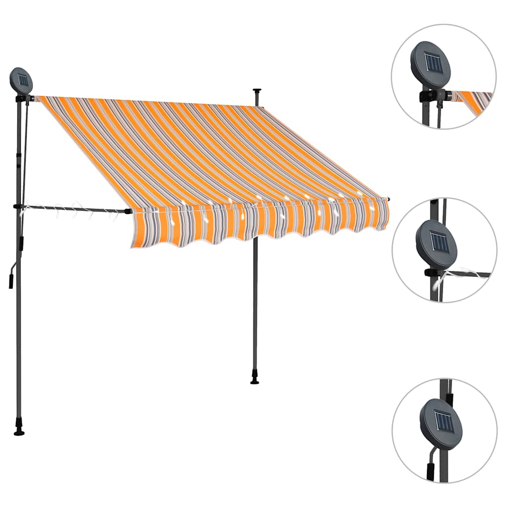 vidaXL Manual Retractable Awning with LED 150 cm Yellow and Blue 3