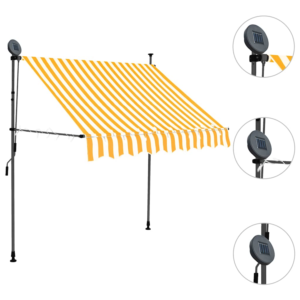 vidaXL Manual Retractable Awning with LED 150 cm White and Orange 4