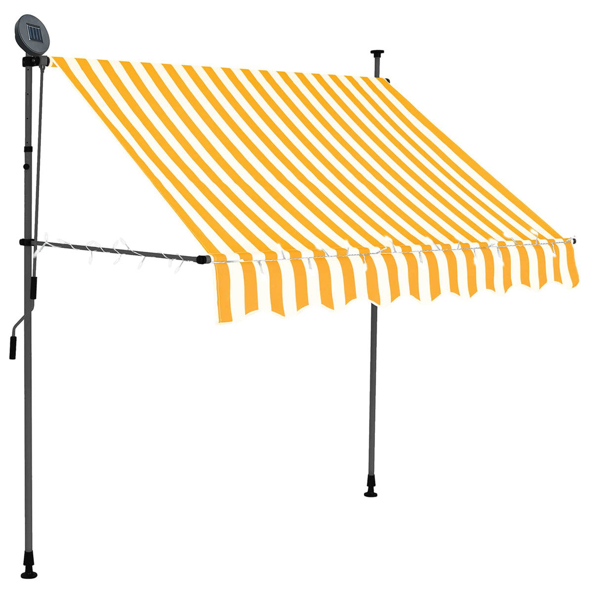 vidaXL Manual Retractable Awning with LED 150 cm White and Orange 2