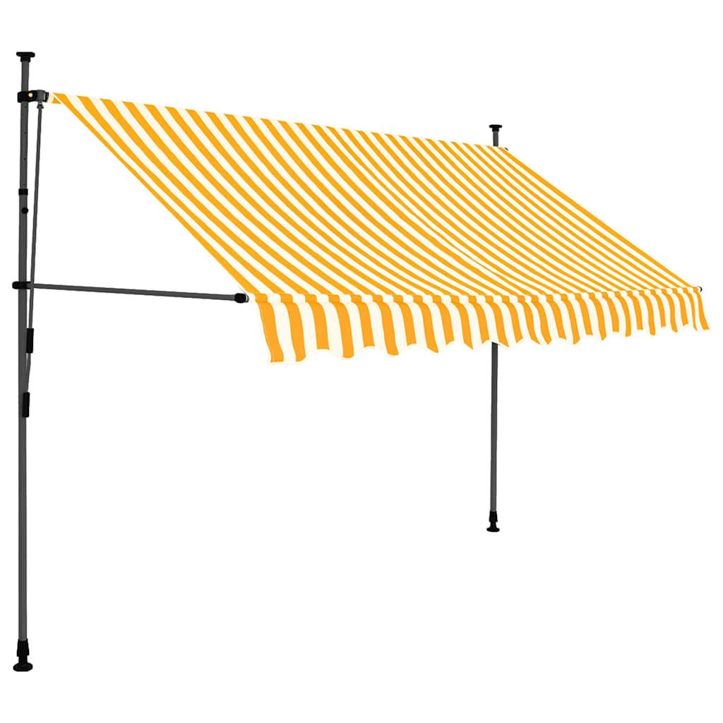 vidaXL Manual Retractable Awning with LED 300 cm White and Orange 2