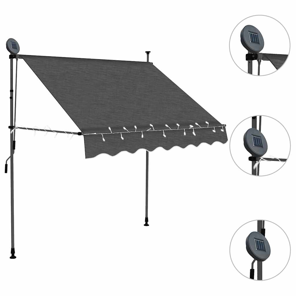Manual Retractable Awning with LED Anthracite 100 cm