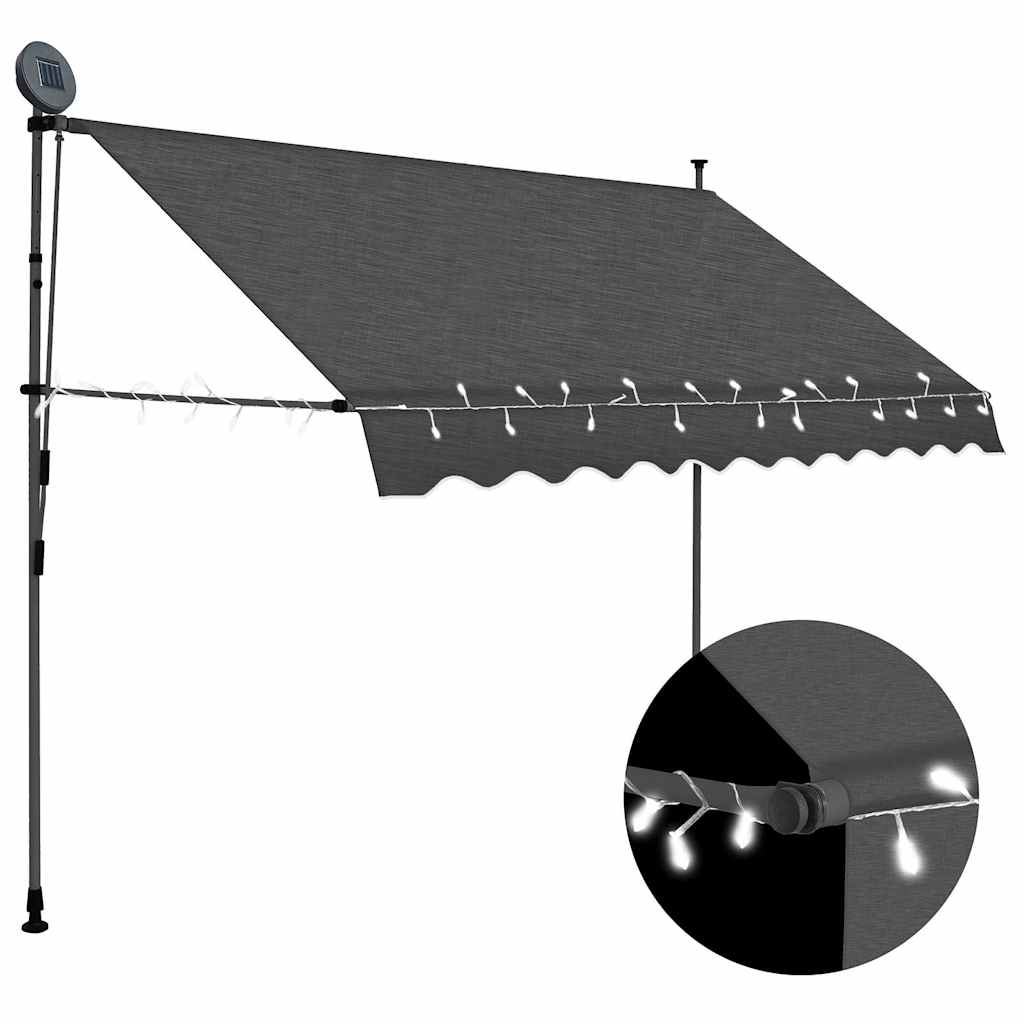 Manual Retractable Awning with LED Anthracite 300 cm