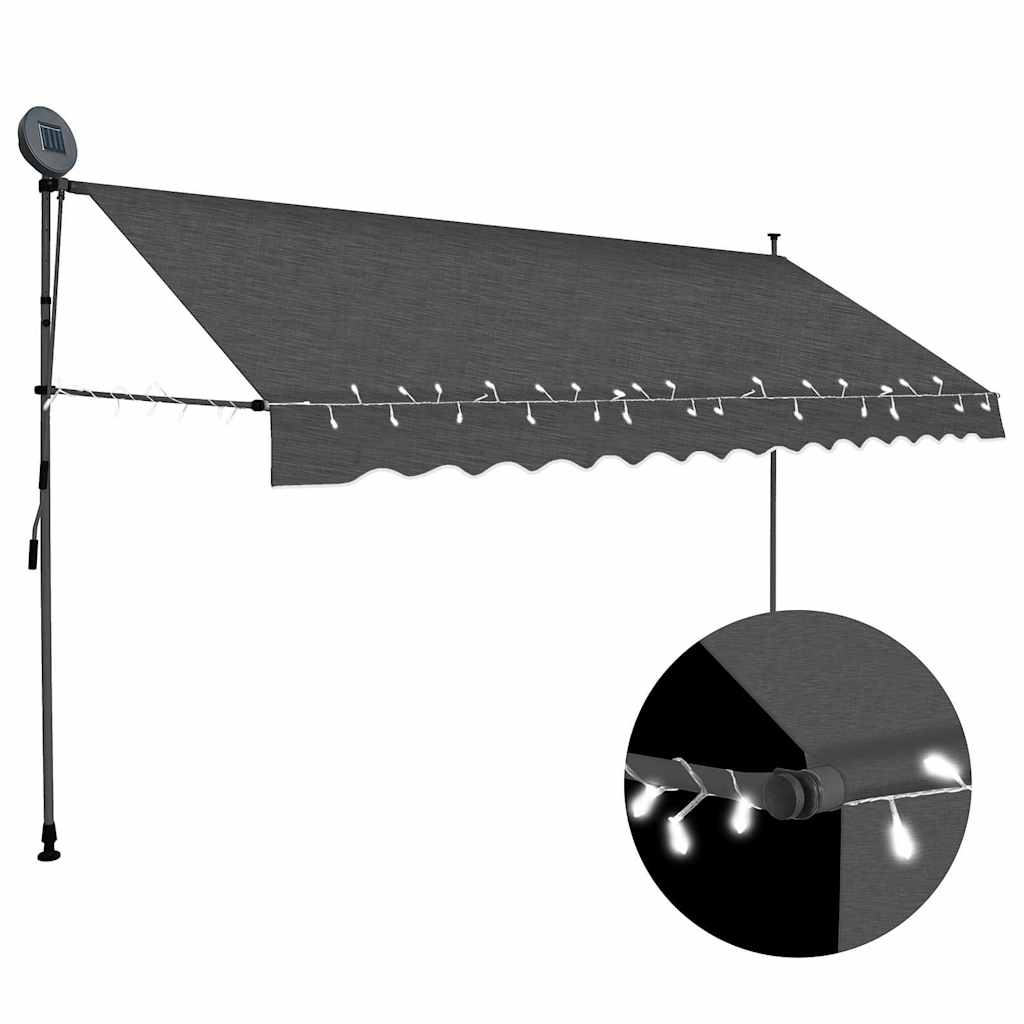 Manual Retractable Awning with LED Anthracite 400 cm