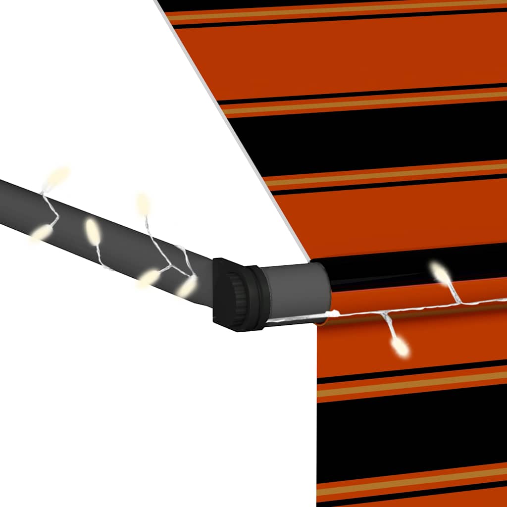 vidaXL Retractable Awning | Orange and Brown | Polyester with PU coating, Steel 6
