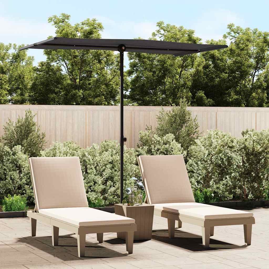 vidaXL Garden Parasol | Black | Polyester, Aluminium | Medium 1