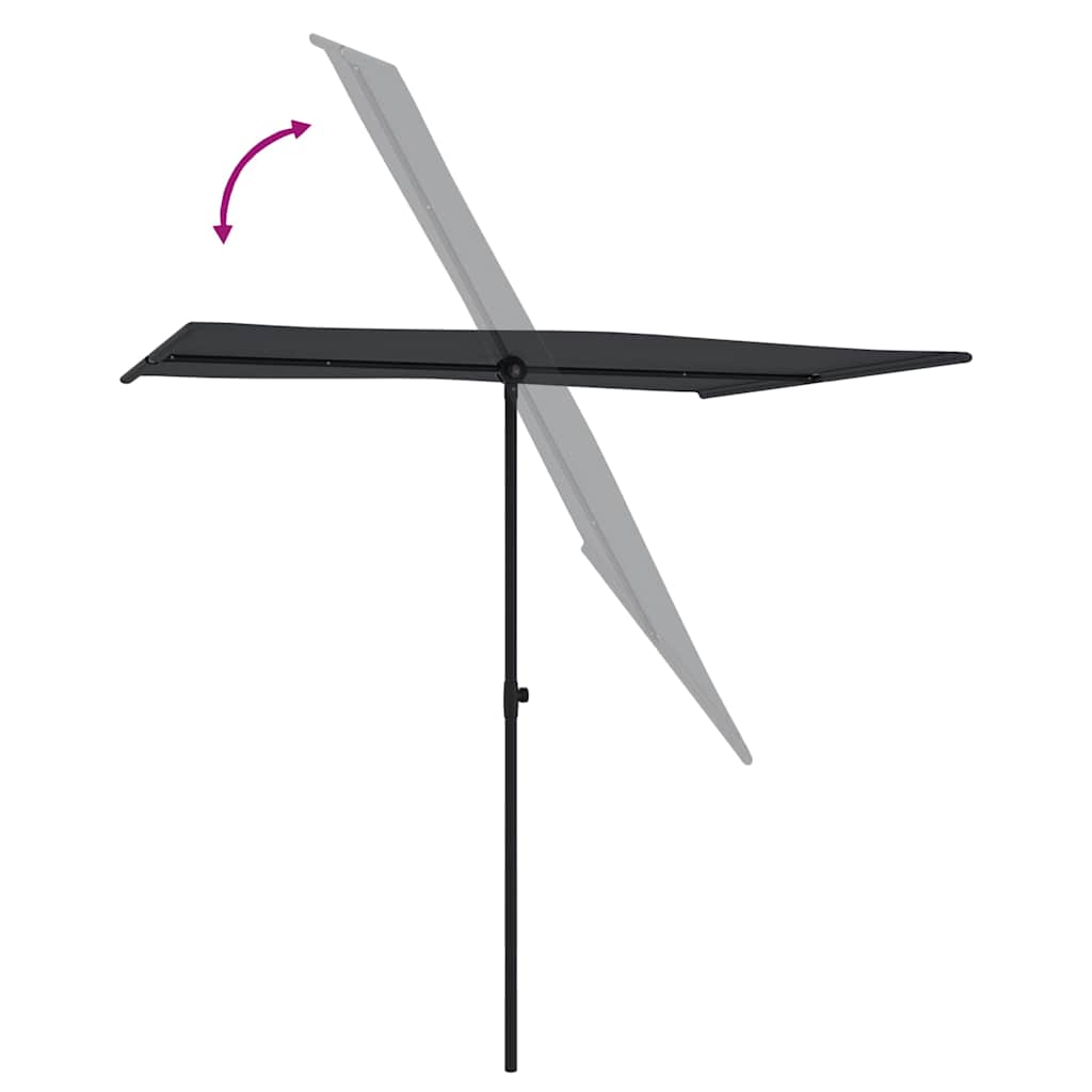 vidaXL Garden Parasol with Aluminium Pole 2x1.5 m Black 6