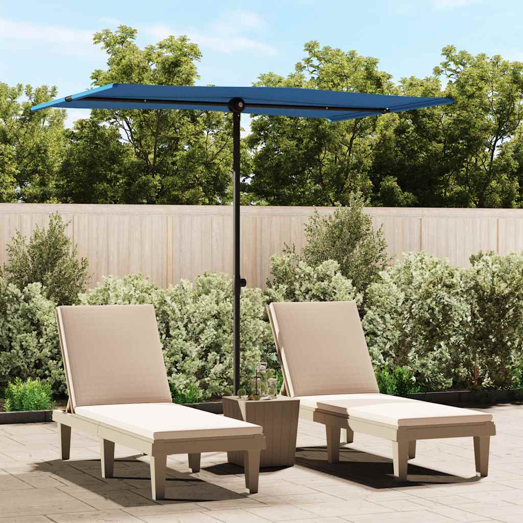 vidaXL Garden Parasol with Aluminium Pole 2x1.5 m Azure Blue 1