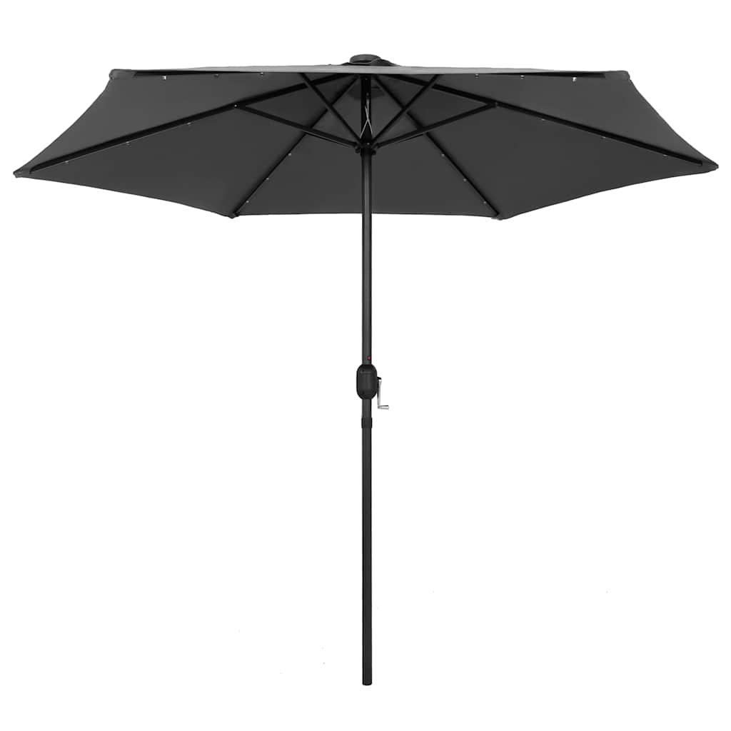 vidaXL Garden Parasol with LED Lights and Aluminium Pole 270 cm Anthracite 2