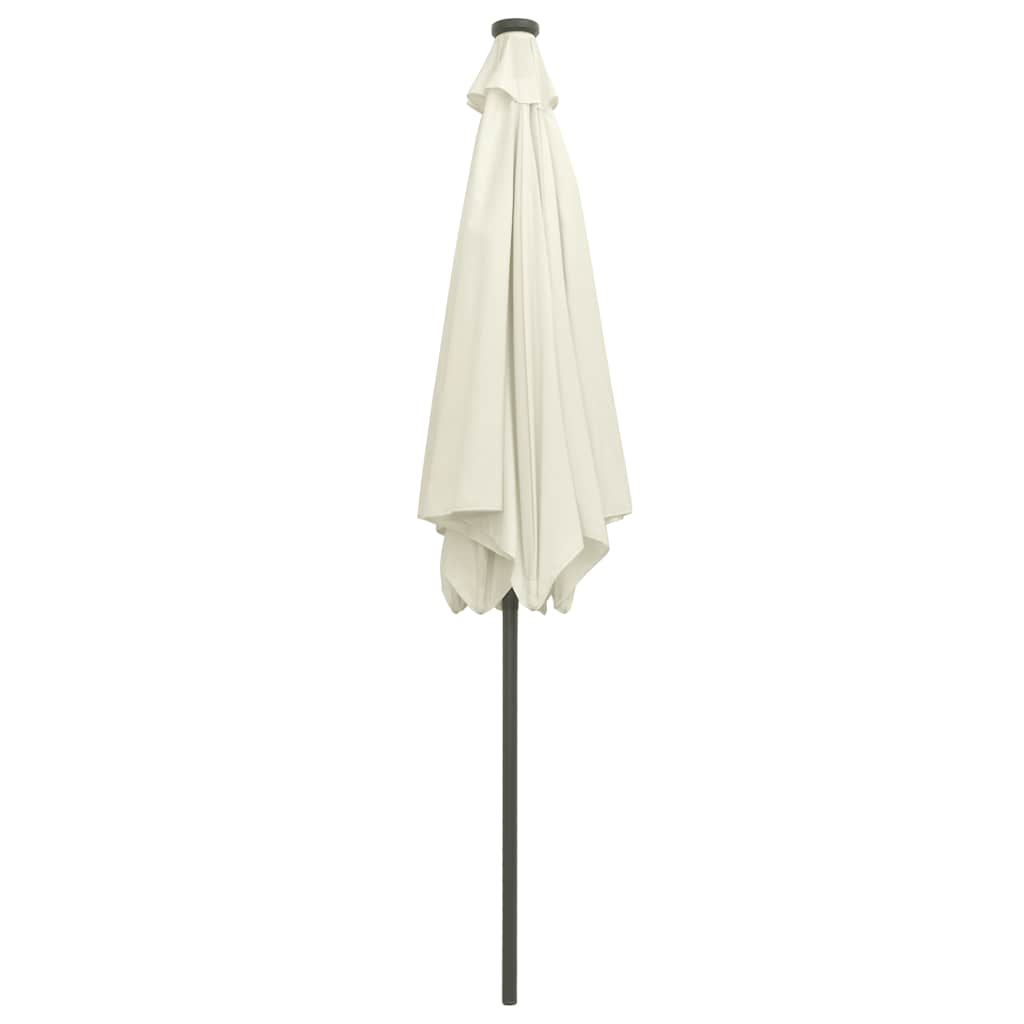 vidaXL Garden Parasol with LED Lights and Aluminium Pole 300 cm Sand White 4
