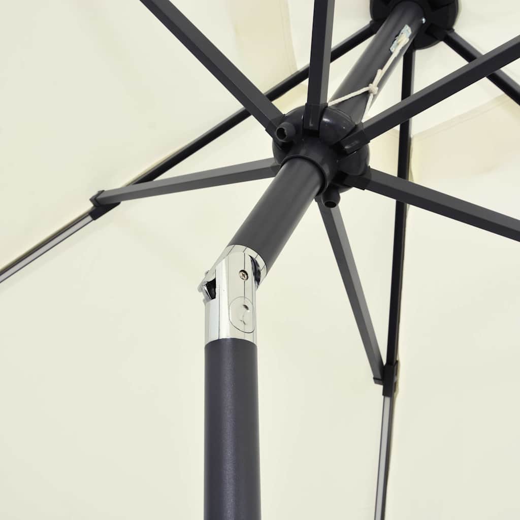 vidaXL Garden Parasol with LED Lights and Aluminium Pole 300 cm Sand White 5