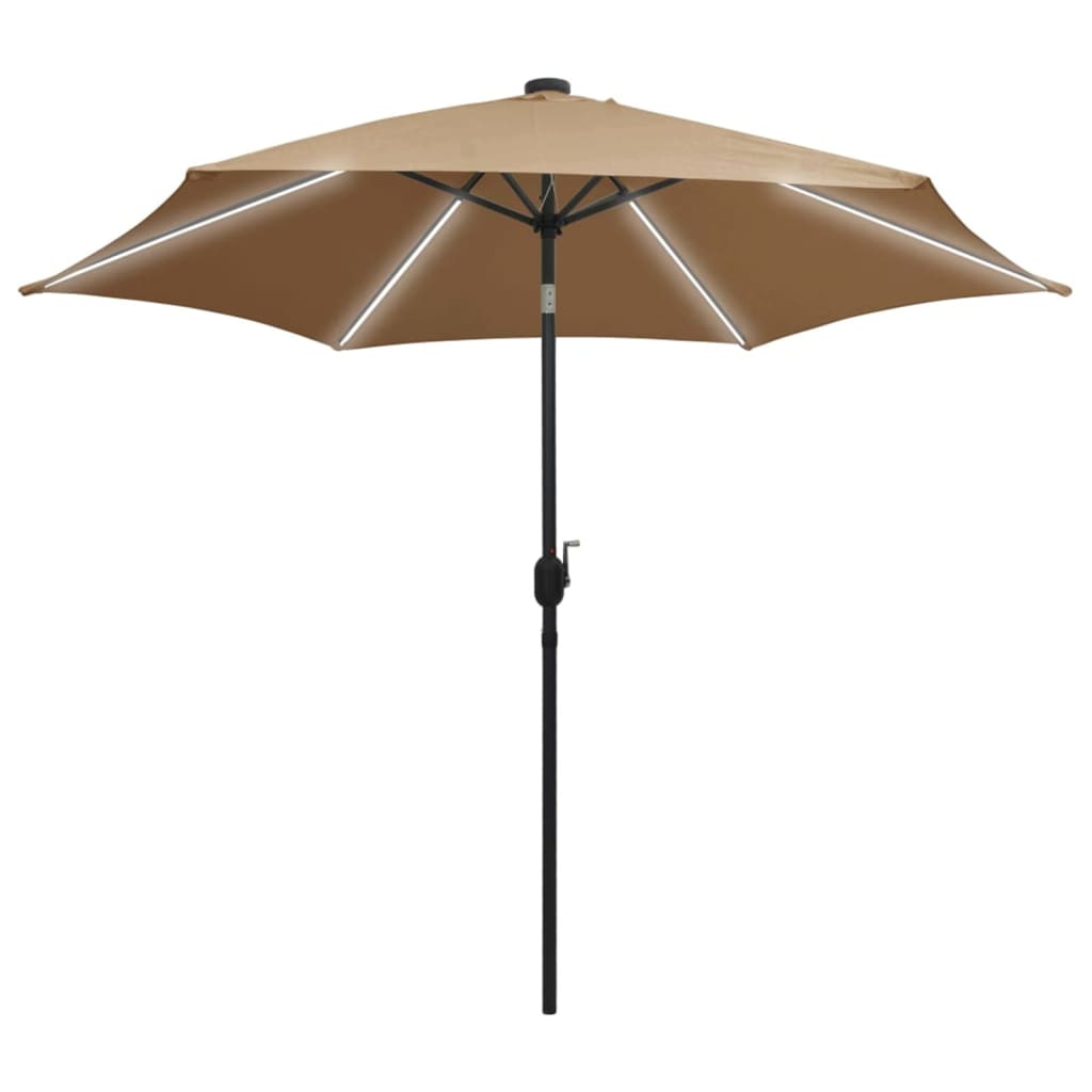 vidaXL Garden Parasol with LED Lights and Aluminium Pole 300 cm Taupe 2