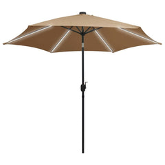 vidaXL Garden Parasol with LED Lights and Aluminium Pole 300 cm Taupe 2