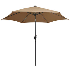 vidaXL Garden Parasol with LED Lights and Aluminium Pole 300 cm Taupe 3