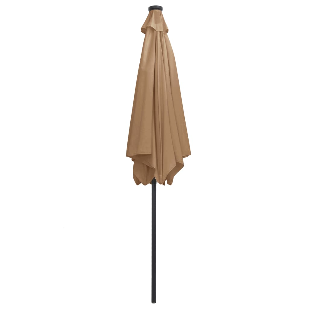 vidaXL Garden Parasol with LED Lights and Aluminium Pole 300 cm Taupe 5