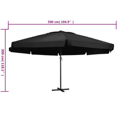 vidaXL Garden Parasol with Aluminium Pole 500 cm Black 6
