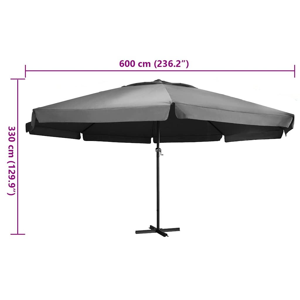 vidaXL Garden Parasol | Anthracite | Polyester, Aluminium, Steel 6