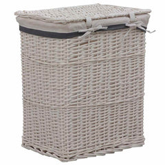 vidaXL Laundry Basket White Willow 4