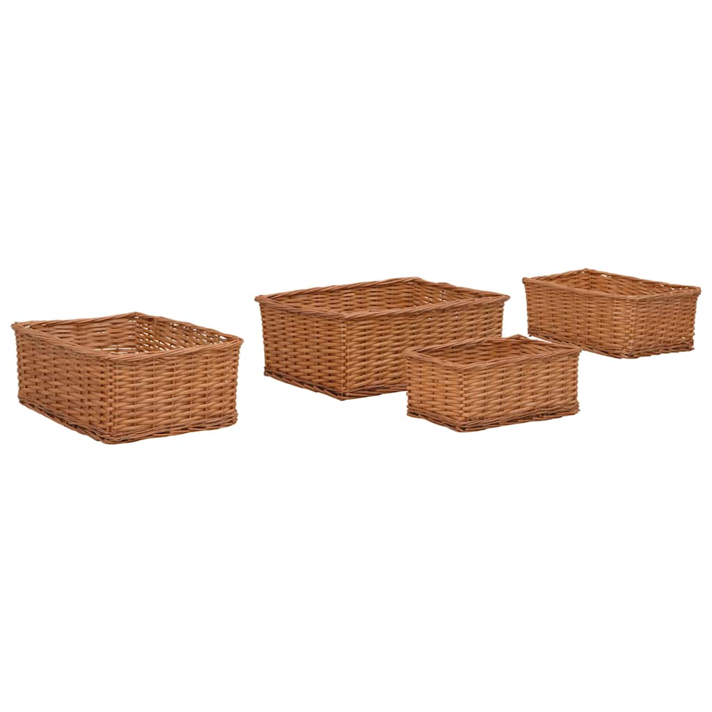 vidaXL Nesting Basket Set | Brown | Willow | Small, Medium, Large, Largest 1
