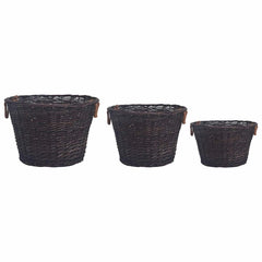 286986 vidaXL 3 Piece Stackable Firewood Basket Set Dark Brown Willow 2