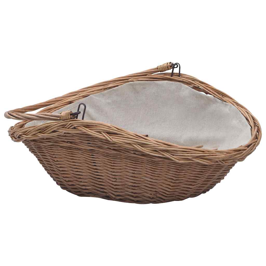 vidaXL Firewood Basket with Handle 57x46.5x52 cm Brown Willow 4