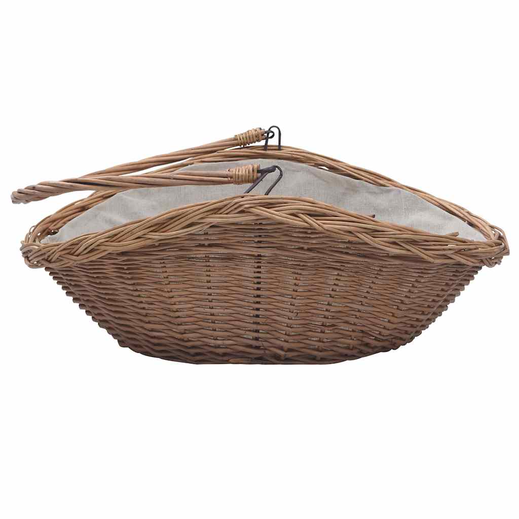 vidaXL Firewood Basket with Handle 57x46.5x52 cm Brown Willow 5
