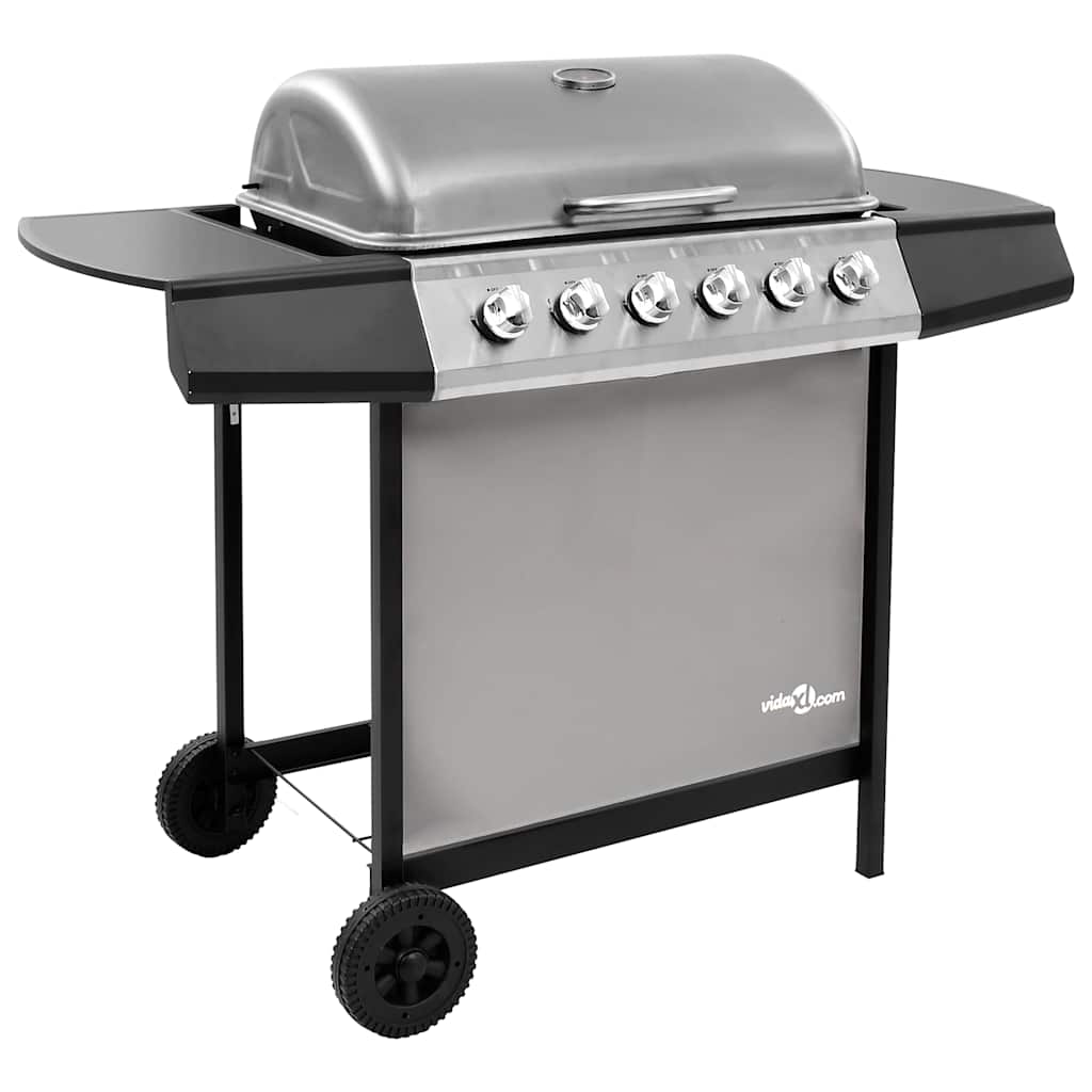 Gas BBQ Grill Black and silver 6 burners