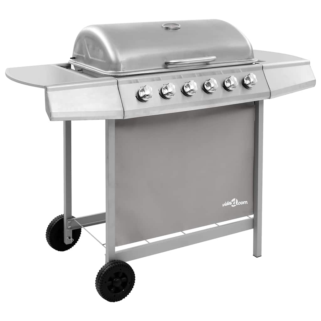 Gas BBQ Grill Silver 6 burners
