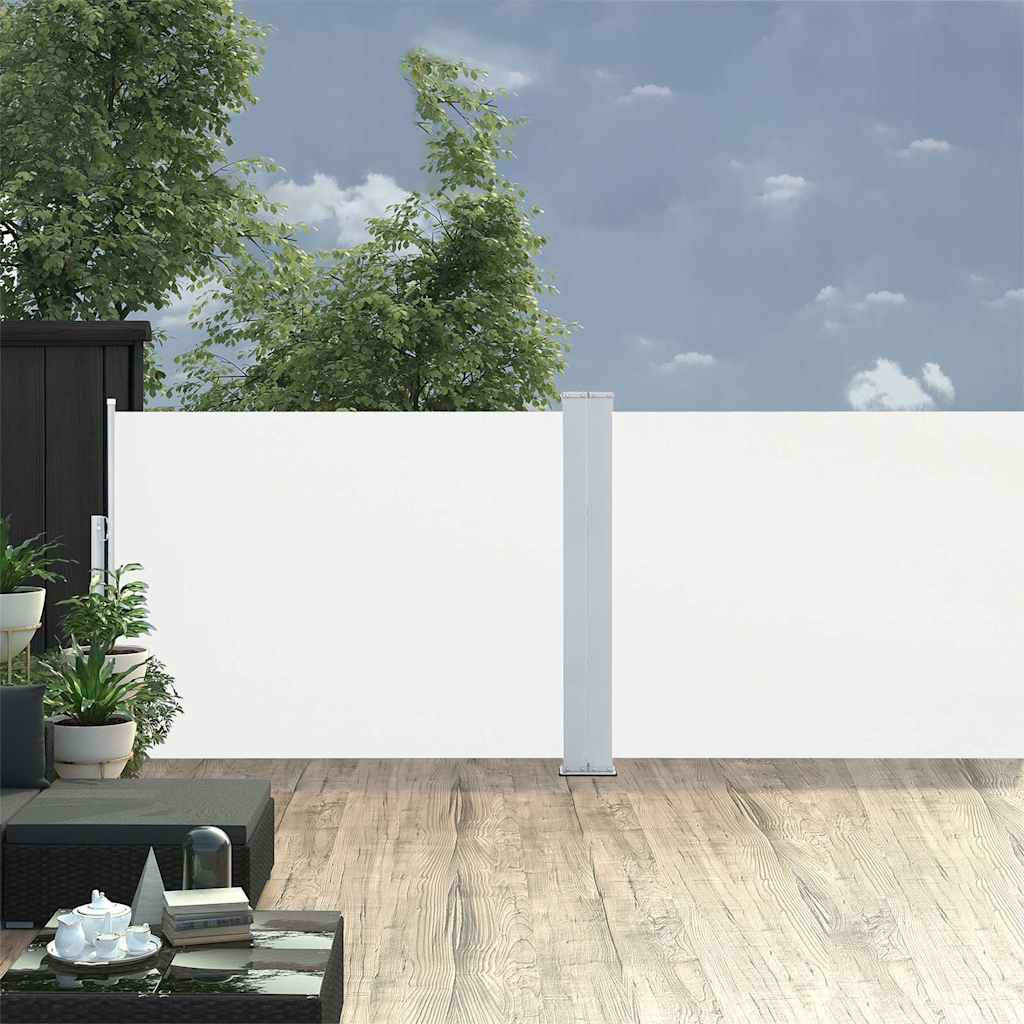 vidaXL Side Awning | Cream | Polyester | 100x1000 cm | Retractable 3