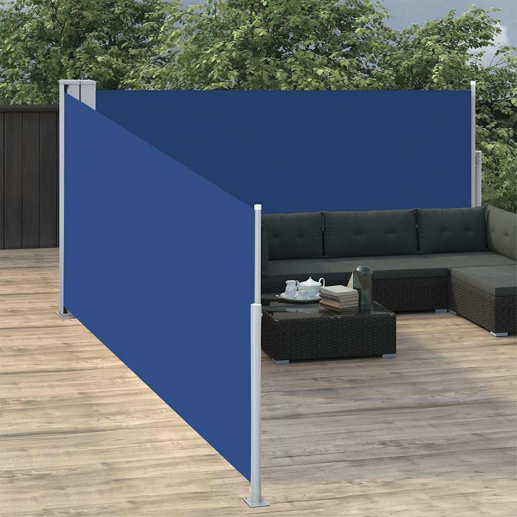 vidaXL Retractable Side Awning Blue 100x1000 cm 1