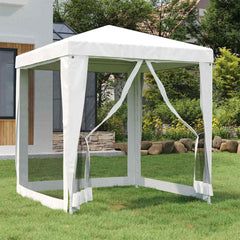 Party Tent with 4 Mesh Sidewalls 2x2 m HDPE with 4 sidewalls Width 2 m White
