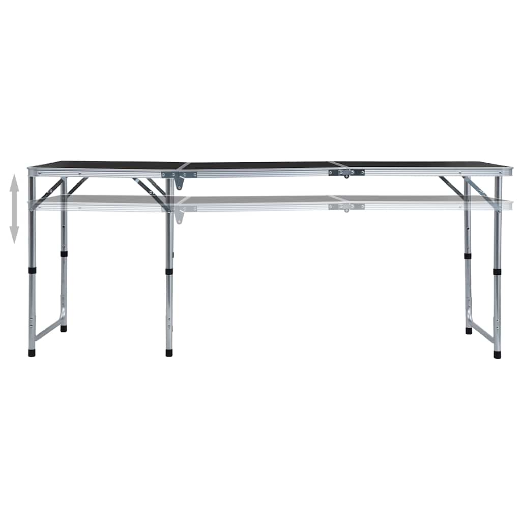 vidaXL Foldable Camping Table Grey Aluminium 180x60 cm 2