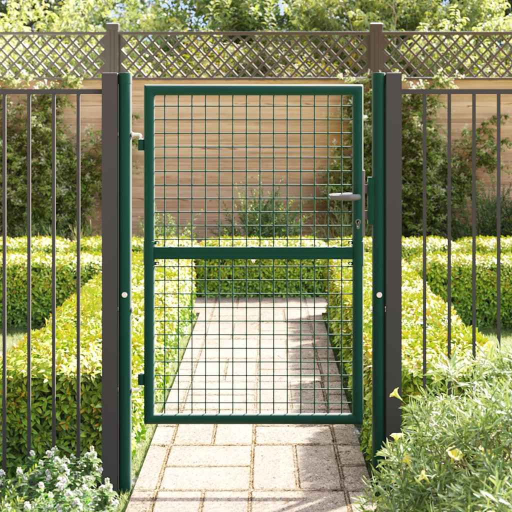 Fence Gate Steel Green 100 x 125 cm
