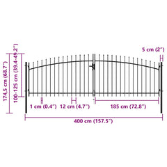 Double Door Fence Gate "Woerden" with Spear Top 400x174,5 cm 400 x 174.5 cm