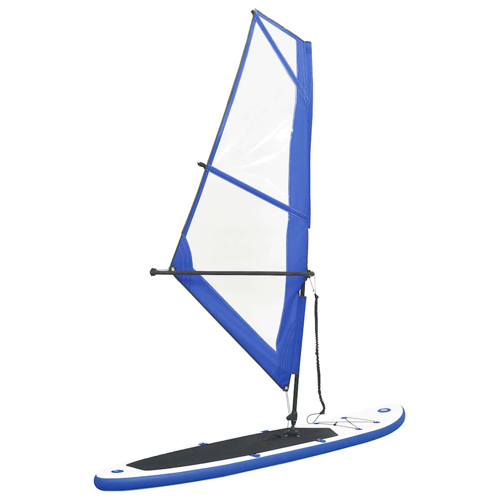 Inflatable Stand Up Paddleboard with Sail Set and White Blue