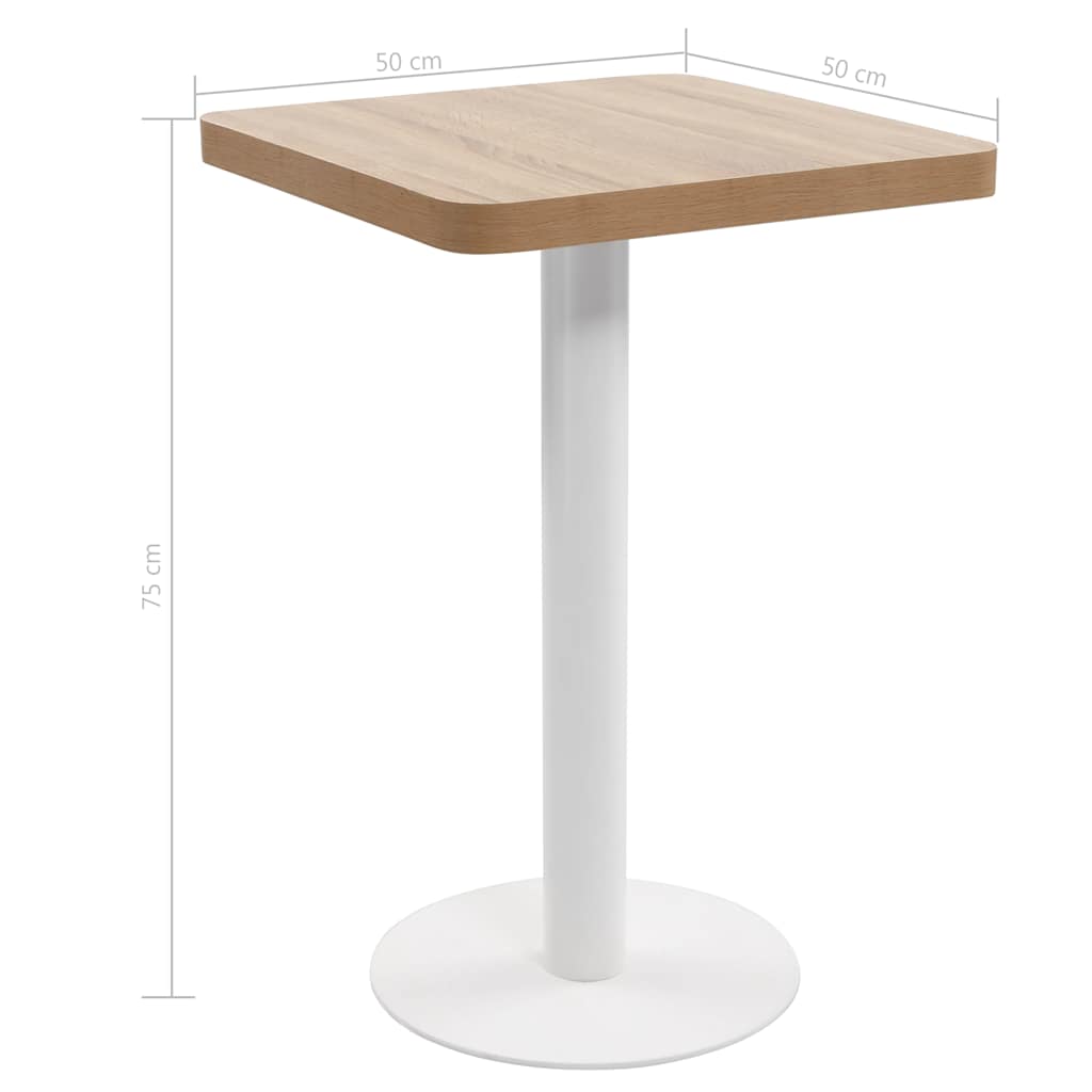 vidaXL Bistro Table Light Brown 50x50 cm MDF 6