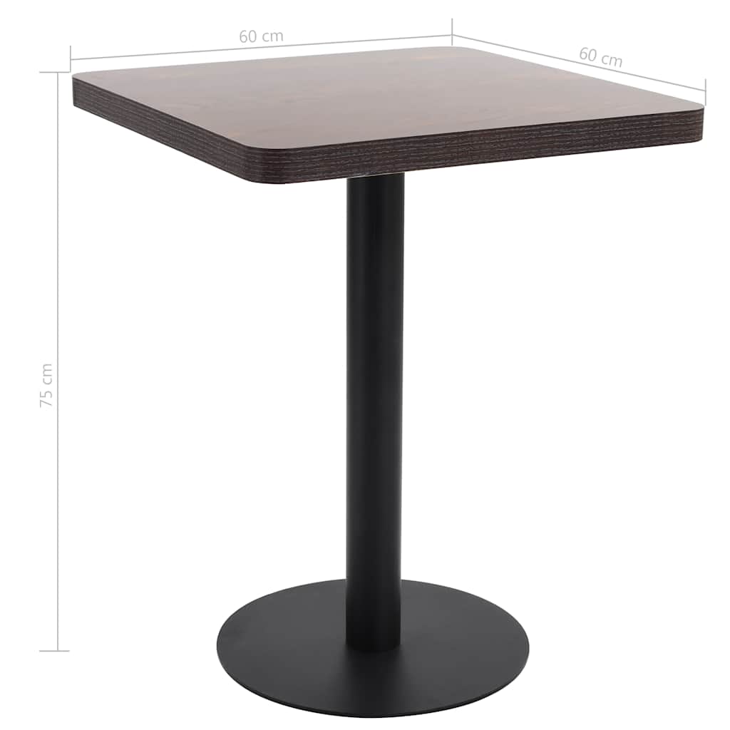 vidaXL Bistro Table Dark Brown 60X60 cm MDF 6